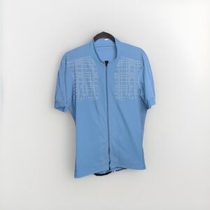 Lululemon Sea To Sky Cycling Jersey Men Size XL Hawk Blue Full Zip Back Pockets